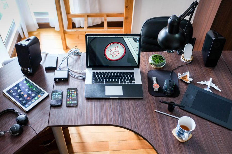 Writing desk with notebook